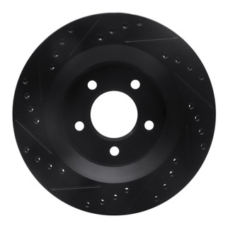 R1 99-04 Chrysler 300M Front Right Drilled & Slotted Black Brake Rotor