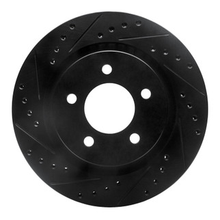 R1 99-04 Chrysler 300M Front Left Drilled & Slotted Black Brake Rotor