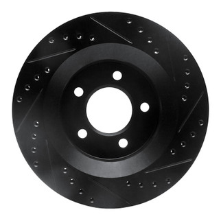 R1 99-04 Chrysler 300M Front Left Drilled & Slotted Black Brake Rotor
