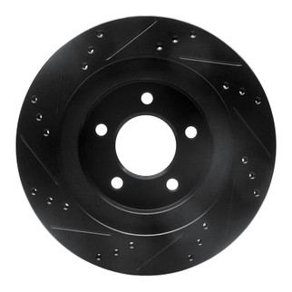 R1 98-04 Chrysler CONCORDE Front Right Drilled & Slotted Black Brake Rotor