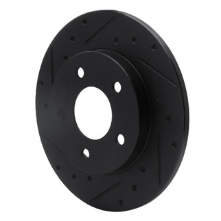 R1 88-92 Dodge Monaco Rear Left Drilled & Slotted Black Brake Rotor