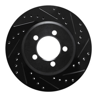 R1 65-72 Dodge Dart Front Right Drilled & Slotted Black Brake Rotor