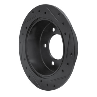 R1 07-17 Chrysler 200 Rear Left Drilled & Slotted Black Brake Rotor