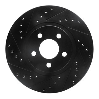 R1 01-10 Chrysler PT Cruiser Front Left Drilled & Slotted Black Brake Rotor