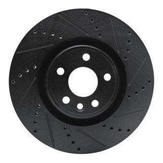 R1 20-20 Jaguar F-Pace Front Right Drilled & Slotted Black Brake Rotor
