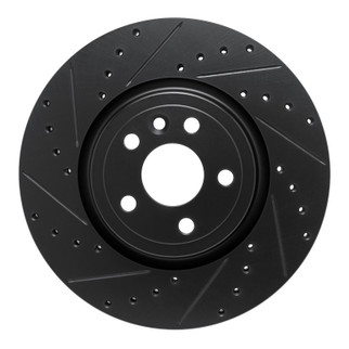 R1 17-19 Jaguar F-Pace Front Left Drilled & Slotted Black Brake Rotor