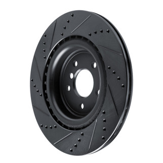 R1 16-24 Jaguar XF Rear Right Drilled & Slotted Black Brake Rotor