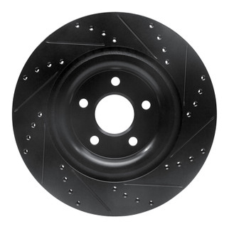 R1 14-21 Jaguar F-Type Rear Left Drilled & Slotted Black Brake Rotor