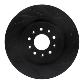 R1 00-06 Jaguar XKR Front Right Drilled & Slotted Black Brake Rotor