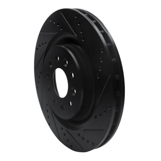 R1 00-06 Jaguar XKR Front Right Drilled & Slotted Black Brake Rotor