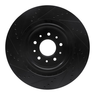 R1 00-06 Jaguar XKR Front Right Drilled & Slotted Black Brake Rotor