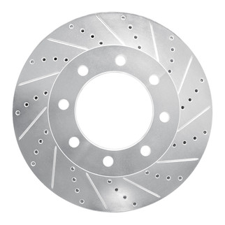 R1 2012-2025 Ford F-250 4WD (Super Duty) Front Right Drilled & Slotted Silver Brake Rotor