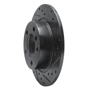 R1 11-16 Mini Cooper Countryman Rear Right Drilled & Slotted Black Brake Rotor