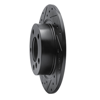 R1 11-16 Mini Cooper Paceman Rear Left Drilled & Slotted Black Brake Rotor