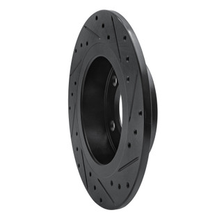 R1 11-16 Mini Cooper Paceman Rear Left Drilled & Slotted Black Brake Rotor