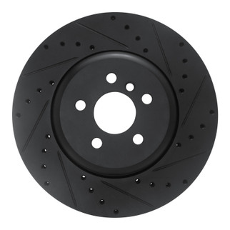 R1 17-25 BMW 330I Front Right Drilled & Slotted Black Brake Rotor