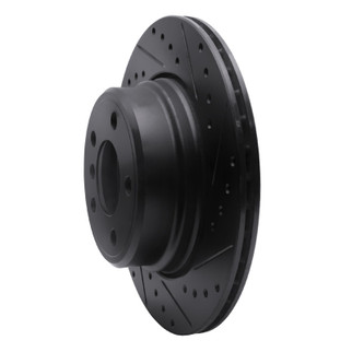 R1 02-06 BMW X5 Rear Right Drilled & Slotted Black Brake Rotor