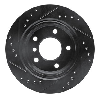 R1 96-05 BMW 320I (USA/Canada) Rear Right Drilled & Slotted Black Brake Rotor