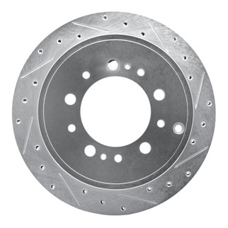 R1 17-21 Toyota Land Cruiser Rear Right Drilled & Slotted Silver Brake Rotor