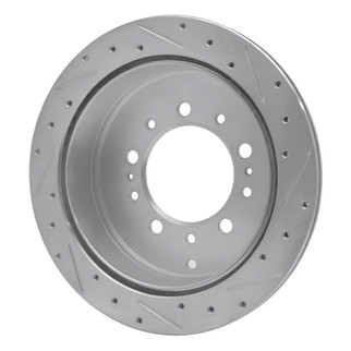 R1 17-21 Toyota Land Cruiser Rear Left Drilled & Slotted Silver Brake Rotor