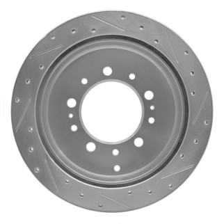 R1 17-21 Toyota Land Cruiser Rear Left Drilled & Slotted Silver Brake Rotor