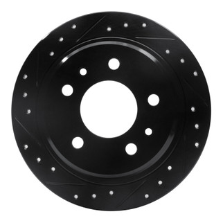 R1 82-89 BMW 633CSI Rear Left Drilled & Slotted Black Brake Rotor