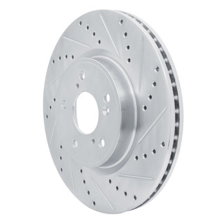 R1 2013-2025 Acura ILX Front Right Drilled & Slotted Silver Brake Rotor