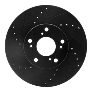R1 06-15 Honda Civic Front Left Drilled & Slotted Black Brake Rotor