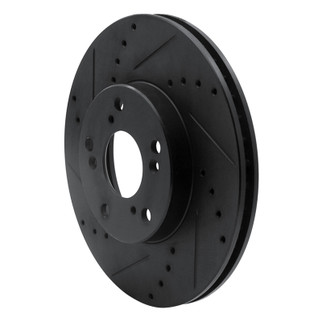R1 06-15 Honda Civic Front Left Drilled & Slotted Black Brake Rotor