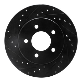 R1 91-02 Chrysler Grand Voyager Front Left Drilled & Slotted Black Brake Rotor