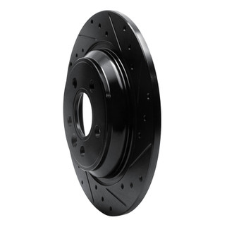 R1 07-18 Volvo S60 Cross Country Rear Right Drilled & Slotted Black Brake Rotor