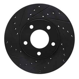 R1 91-96 Chrysler Town & Country Front Left Drilled & Slotted Black Brake Rotor