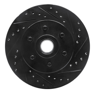 R1 91-96 Dodge Dakota RWD Front Right Drilled & Slotted Black Brake Rotor