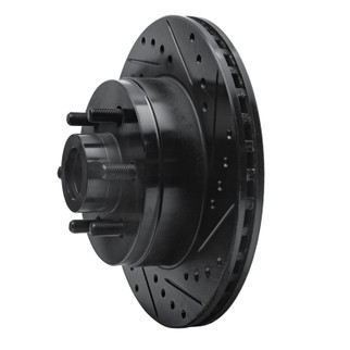 R1 91-96 Dodge Dakota RWD Front Right Drilled & Slotted Black Brake Rotor