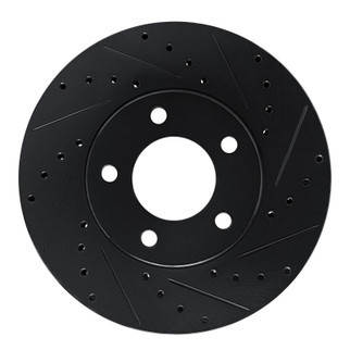 R1 87-90 Chrysler Town & Country Front Right Drilled & Slotted Black Brake Rotor