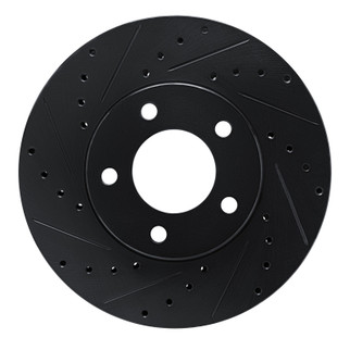R1 87-90 Chrysler Town & Country Front Left Drilled & Slotted Black Brake Rotor