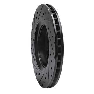 R1 98-04 Volvo V70 Front Right Drilled & Slotted Black Brake Rotor