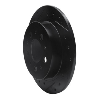 R1 95-97 Volvo 960 Rear Left Drilled & Slotted Black Brake Rotor