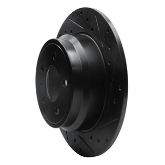 R1 96-04 Volvo C70 Rear Right Drilled & Slotted Black Brake Rotor