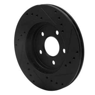 R1 86-90 Chrysler Town & Country Front Left Drilled & Slotted Black Brake Rotor