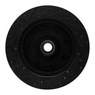 R1 78-97 Dodge B200 / B200 Van / B250 Front Right Drilled & Slotted Black Brake Rotor