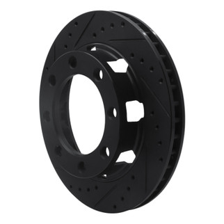 R1 75-93 Dodge W250 Front Left Drilled & Slotted Black Brake Rotor