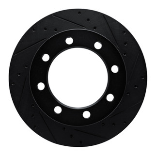 R1 80-93 Dodge W200 Front Right Drilled & Slotted Black Brake Rotor