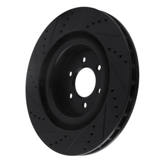R1 03-17 Dodge Viper Rear Right Drilled & Slotted Black Brake Rotor