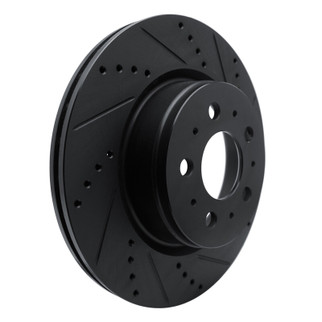 R1 17-25 Tesla Model 3 Front Right Drilled & Slotted Black Brake Rotor