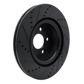 R1 17-25 Tesla Model 3 Front Right Drilled & Slotted Black Brake Rotor