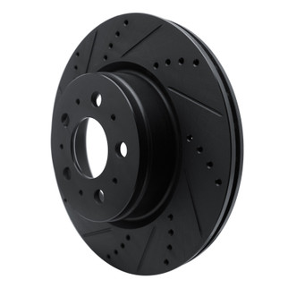 R1 17-25 Tesla Model 3 Front Left Drilled & Slotted Black Brake Rotor