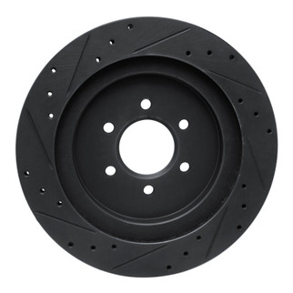R1 92-02 Dodge Viper Rear Right Drilled & Slotted Black Brake Rotor