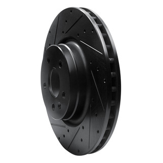 R1 12-21 Tesla Model S Front Left Drilled & Slotted Black Brake Rotor