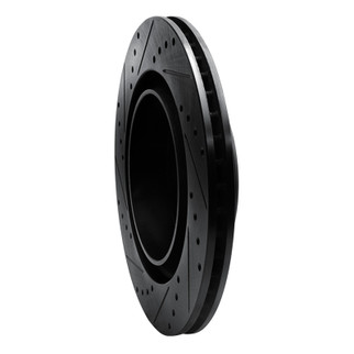 R1 06-23 Dodge Charger Rear Right Drilled & Slotted Black Brake Rotor